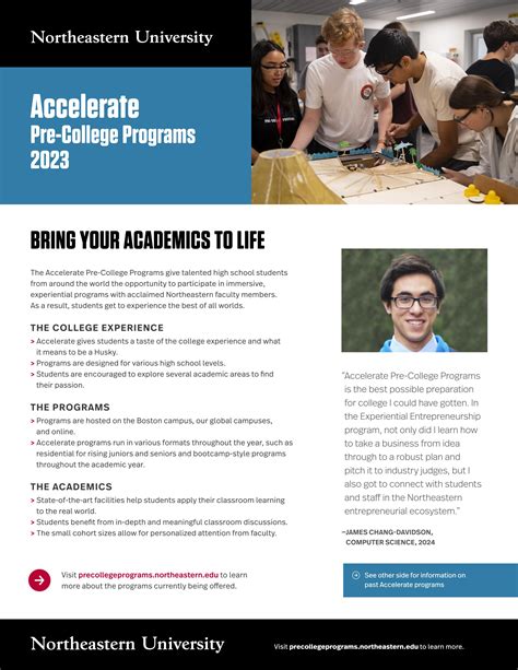 These pre-college skills, acquired through their life experiences, allow students to seek academic and financial resources, create academic networks, and make personal connections with institutional agents to overcome various personal and institutional barriers. . Northeastern accelerate precollege program